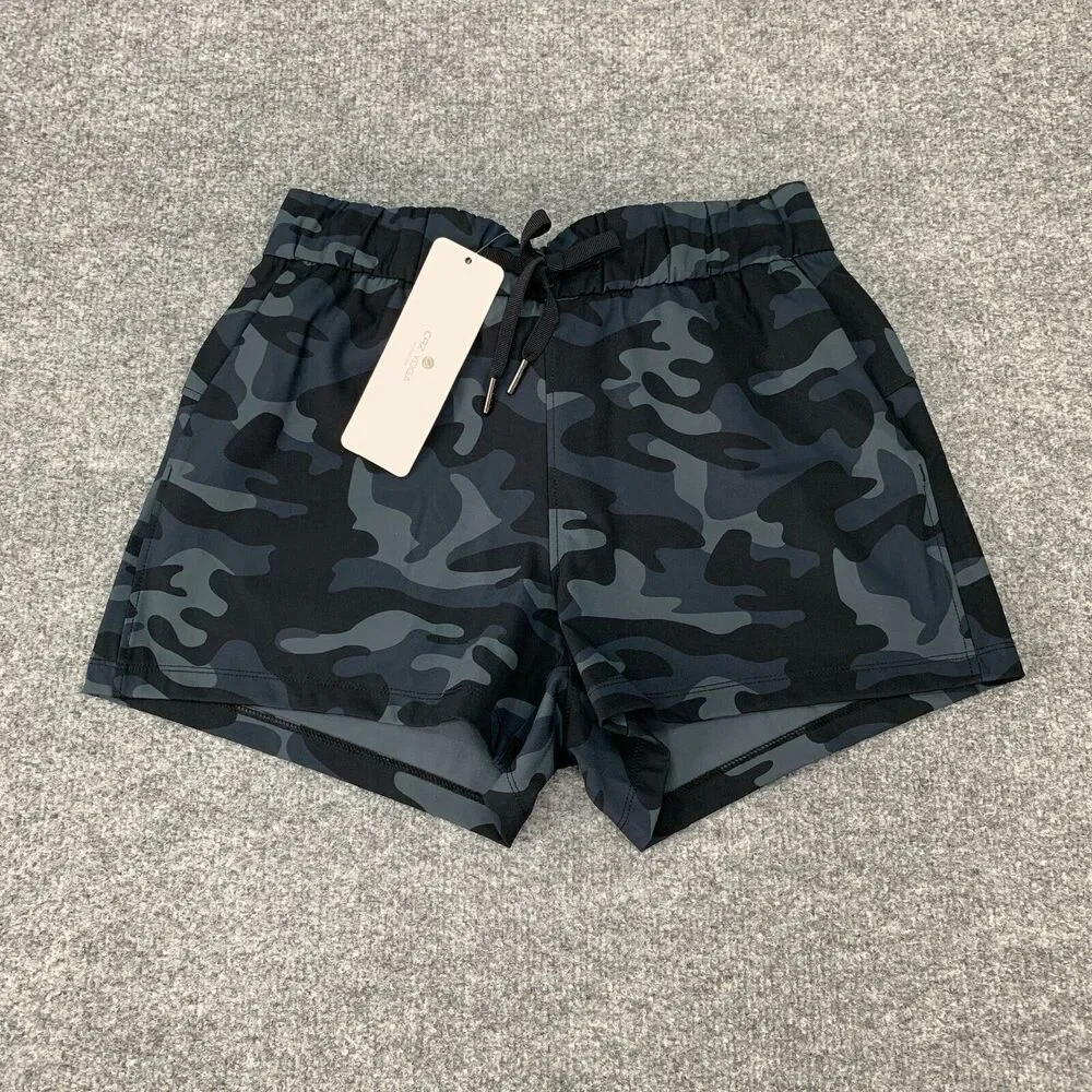 CRZ Yoga Casual Short Women S Small Blue Camo Drawstring Waist Mid Rise Pull On